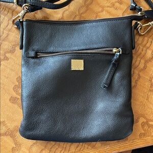 Kooba Black Leather Crossbody with Gold Hardware